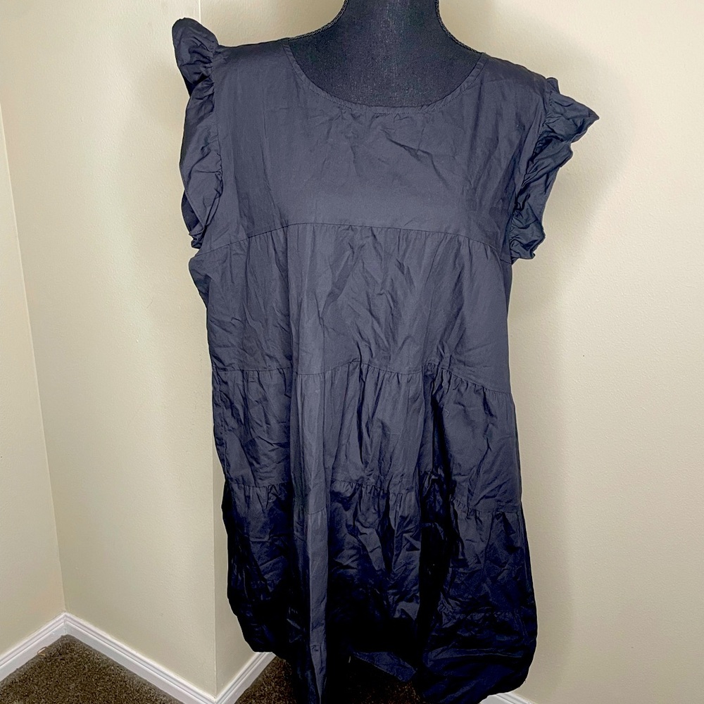 Umgee black cotton tiered dress